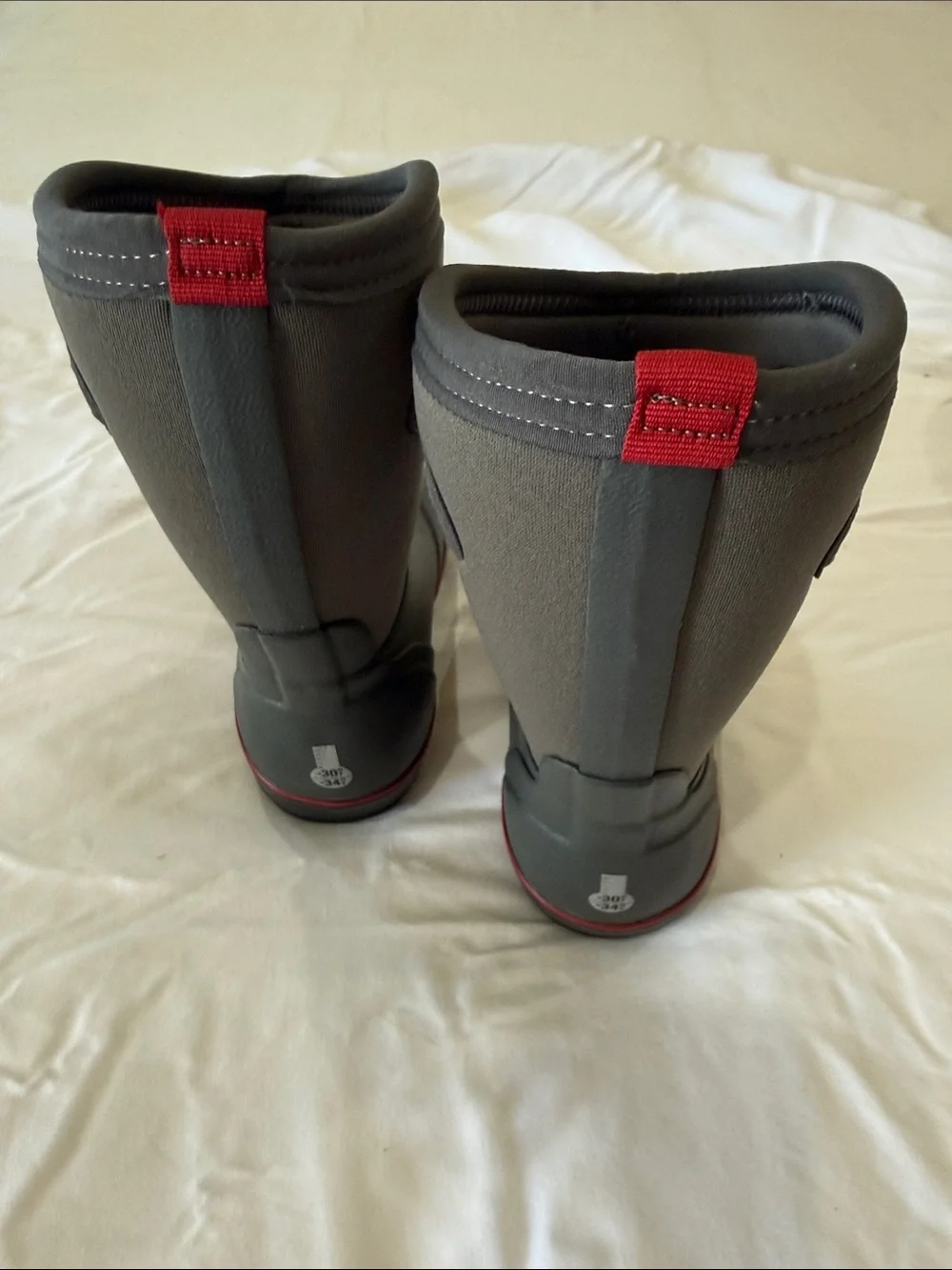 Bogs Kids Gray Rain & Snow Boots with Red Trim